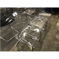 4 CLEAR LUNCH ROOM CHAIRS (PLEASE PREVIEW)