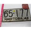 Image 2 : LICENCE PLATE (MANITOBA) * 1942-43*