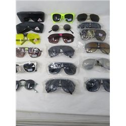 LOT OF 18 PAIR OF SUNGLASSES (NEW) *VARIOUS STYLES* (ADULT SIZES) *UV PROTECTION*