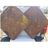 Image 1 : HEAVY STEEL EMBOSSED ROAD SIGNS (1940'S) *RIGHT CURVE* (LEFT CURVE) (2' X 2')