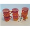 Image 1 : LOT OF 6 CUPS AND MUGS (FIREKING) *ORANGE AND BURGANDY*