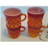Image 2 : LOT OF 6 CUPS AND MUGS (FIREKING) *ORANGE AND BURGANDY*