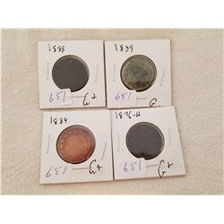 LOT OF LARGE ONE CENT COINS (1859, 76H, 84, 88)