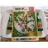 Image 1 : LOT INCLUDING 2 7-UP BOTTLES AND A 1965 7-UP CARDBOARD ADVERTISMENT (12X18)