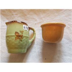 LOT INCLUDING A MEDALTA CREAMER AND A MADALTA BOWL (CREAMER 4 INCH) *VERY OLD*