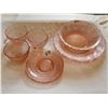 Image 1 : LOT OF PINK DEPRESSION GLASS ( 3 CUPS AND SAUCERS, 3 BOWLS)