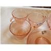 Image 2 : LOT OF PINK DEPRESSION GLASS ( 3 CUPS AND SAUCERS, 3 BOWLS)