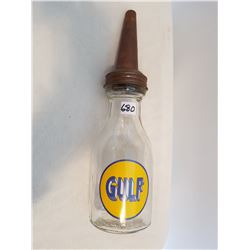 GULF OIL GLASS DISPENSER WITH SPOUT (ORIGINAL)