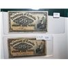 Image 1 : 1900 SHINPLASTERS 25 CENT NOTES, 2 DIFFERENT SIGNATURES