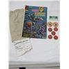 Image 1 : LOT INCLUDING COMIC BOOK, TEXACO VOUCHERS, MILK CAPS, BOTTLECAPS.