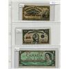 Image 1 : SHEET OF PAPER MONEY INCLUDING: 1900 25 CENT SHINPLASTER, 1923 25 CENT SHINPLASTER AND 167 CANADA ON