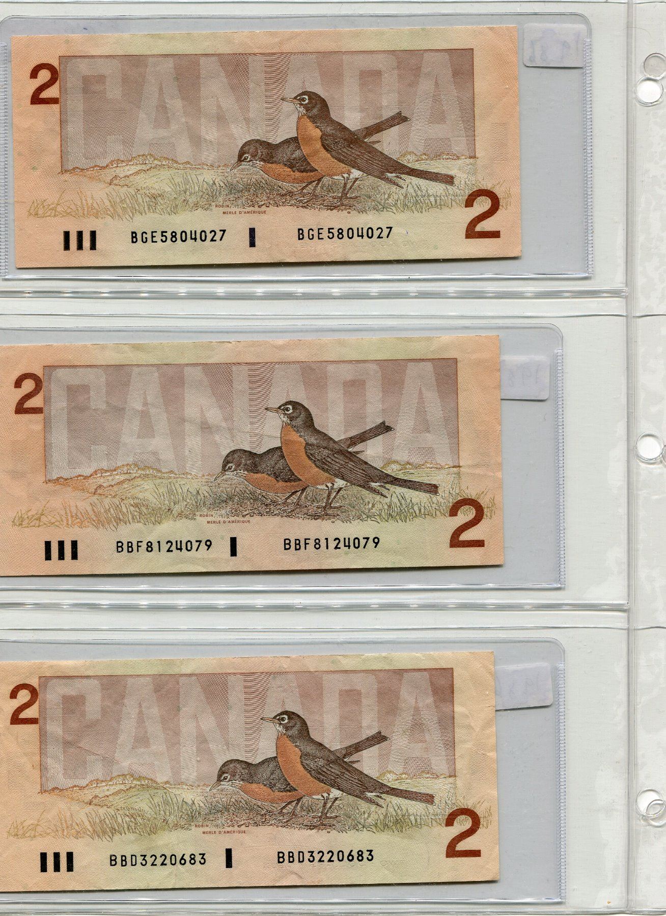 SHEET OF PAPER TWO DOLLAR BILLS (1986) X 3
