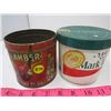 Image 2 : LOT OF 6 TOBACCO TINS- (2 MARK TEN, 1 ALOVETTE,1 AMBER CUT PLUG, 1 OLD CHUM & 1 CLUB CHEWING TOBACCO