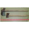 Image 1 : VINTAGE GRUB HOE AND AXE (WOODEN HANDLES)