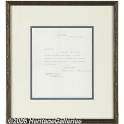 Theodore Roosevelt Typed letter signed "Theodore 