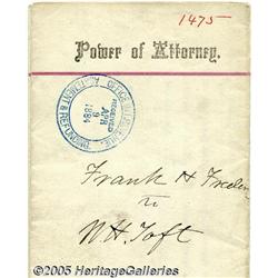 William Howard Taft Signed Power of Attorney Auto