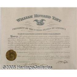 William Howard Taft Framed Signed Postmaster's Ap