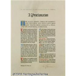 Harry S. Truman Signed Proclamation on V-E (Victo