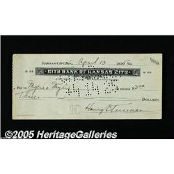 Harry S. Truman Signed Check, 1925 Partly-printed