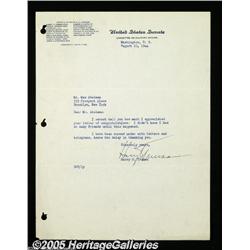 Harry S. Truman Typed Letter as Senator Typed let