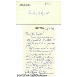 Harry Truman on the S. S. Constitution Signed Let