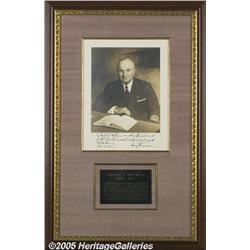 Harry S. Truman Signed Photograph on the Last Ful