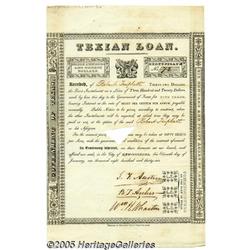 Stephen Austin Signed Texas Loan Document, 1836 A