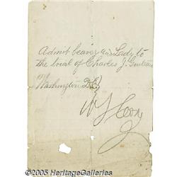 Charles Guiteau Signature and Pass to His Murder 