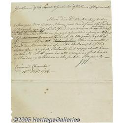 John Hancock 1783 Autograph Letter Signed "J. H."