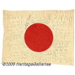 Remarkable Japanese Flag Autographed by Twenty-fo