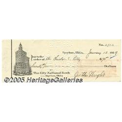 Orville Wright, Flight Pioneer - Signed Check, 19