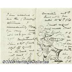 Harry A. Furniss Signed Letter (1890). Offered is