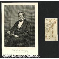 Washington Irving Signature Matted With Original 