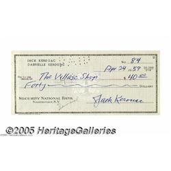 Jack Kerouac Signed Check, 1959 Scarce partly-pri