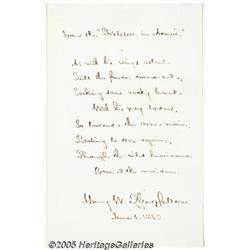 Henry W. Longfellow Hand-Written Quote Autograph 