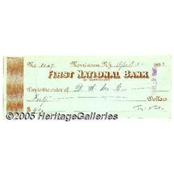 Illustrator Thomas Nast Signed Check 1893 America