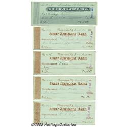 Group Lot of Five Checks by Illustrator Thomas Na