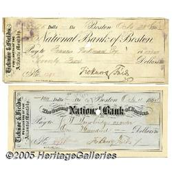 Pair of Ticknor & Fields Publisher's Checks Payin