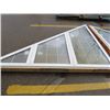 Image 1 : 2 LARGE TRIANGLE WINDOWS ( EACH APPROX 9' X 8' ) *SOME GLASS MISSING*