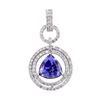 Image 1 : 6.85 ctw Tanzanite and Diamond Pendant - 14KT White Gold