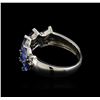 Image 3 : 1.36 ctw Tanzanite and Diamond Ring - 14KT White Gold