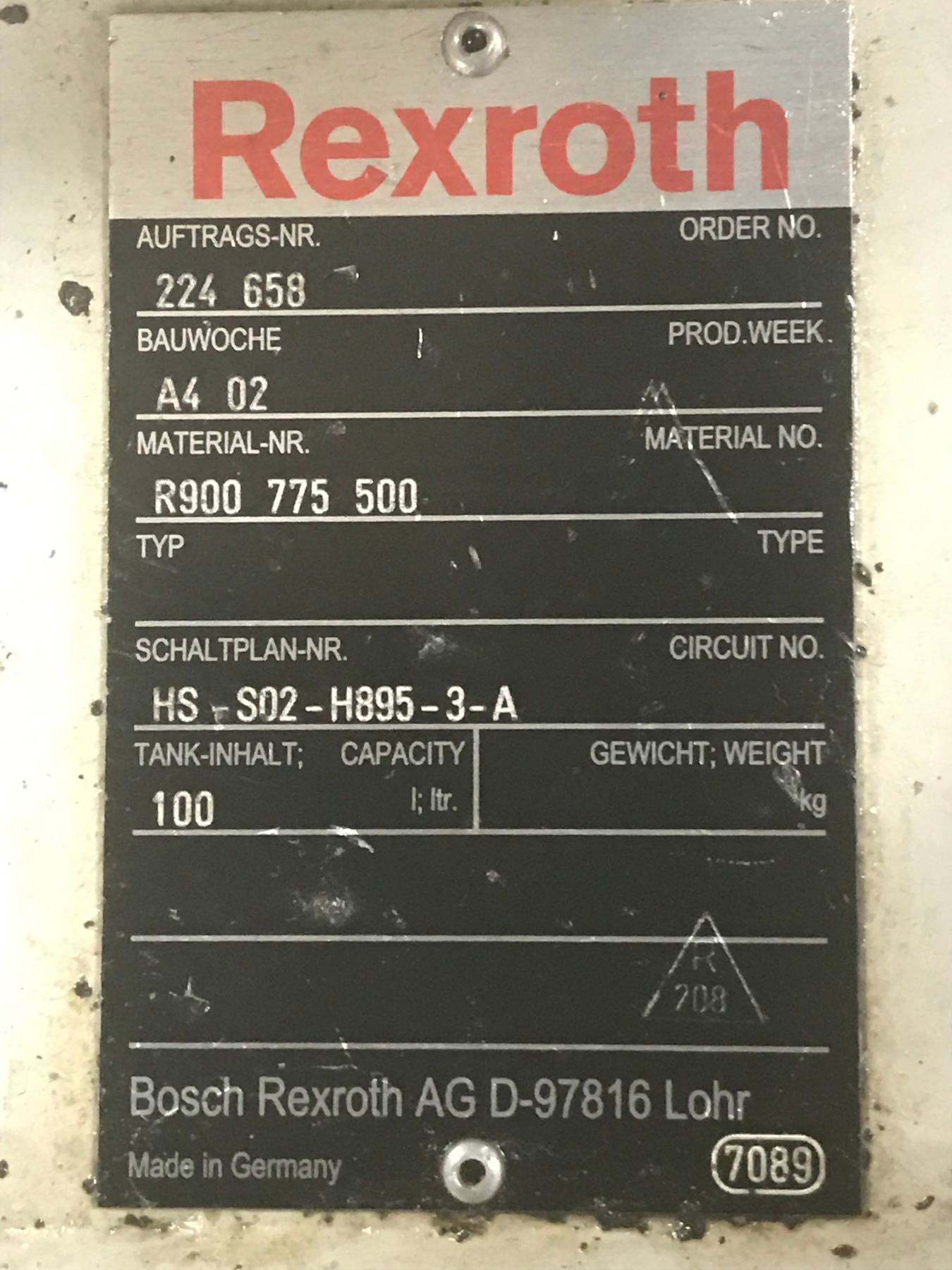 REXROTH HYDRAULIC R900 775 500 POWER PUMP UNIT - BTM Industrial