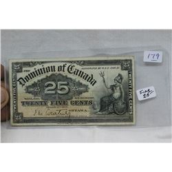 Canada Twenty-Five Cent Bill (Shinplaster)