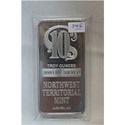 Silver Bar - Ten Troy Ounces (no GST)