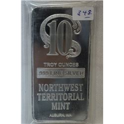 Silver Bar - Ten Troy Ounces (no GST)