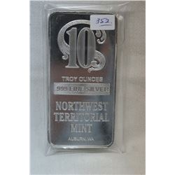 Silver Bar - Ten Troy Ounces (no GST)