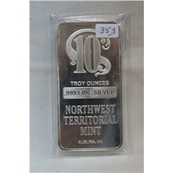 Silver Bar - Ten Troy Ounces (no GST)