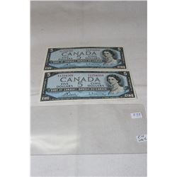 Canada Five Dollar Bills (2)