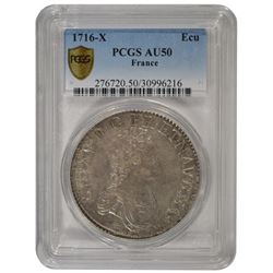 1716-X Louis XV ECU Coin PCGS AU50