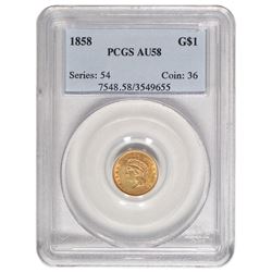 1858 $1 Princess Head Type III Gold Coin PCGS AU58